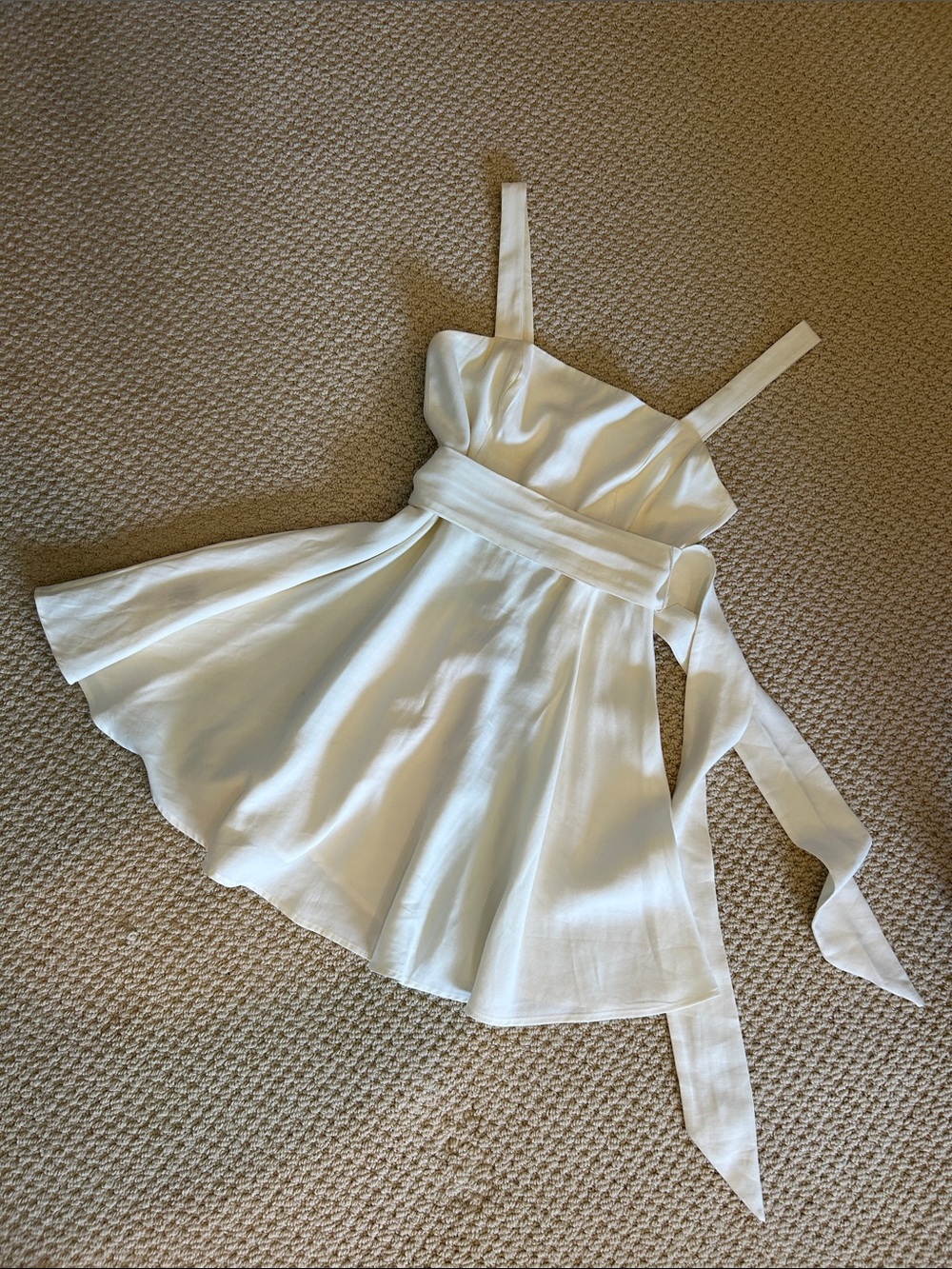BCBGeneration Cream Formal Sundress with Waist Tie